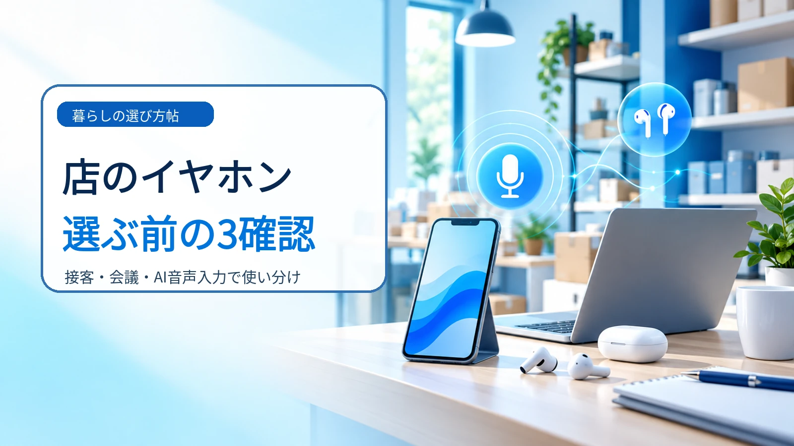 小さなお店がワイヤレスイヤホンを選ぶ前に確認する接客・会議・AI音声入力